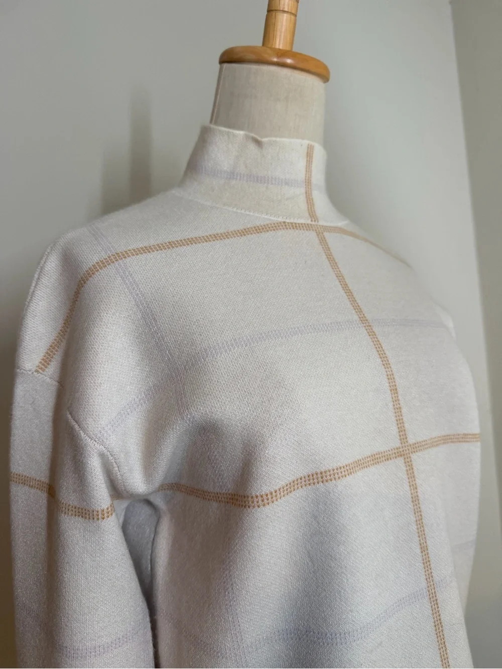 Anthropologie Women’s Lizzie Ivanna-SZ XS-Mock Neck Plaid Windowpane Sweater
